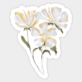 White and yellow flowers watercolor Sticker